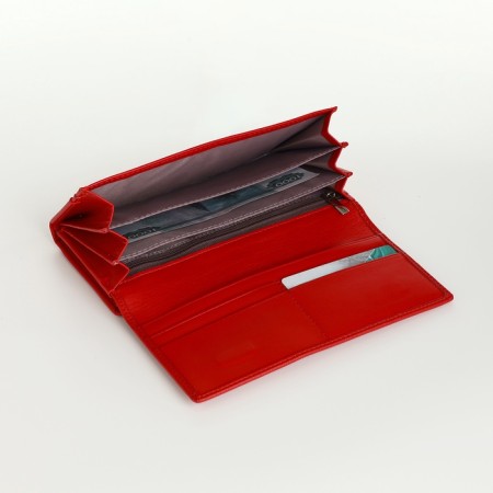Women's wallet 03-01-01, 18.5*4*9 cm, 4 departure, 2 Potd/frame, d/cards, d/coins, on magnets, red-4