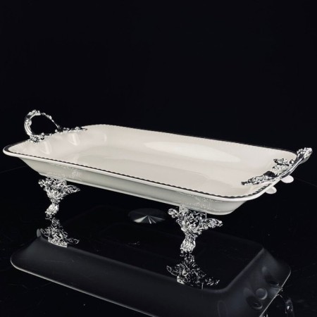 Dish with handles Lenardi Atlantis, on legs, porcelain, length 41 cm