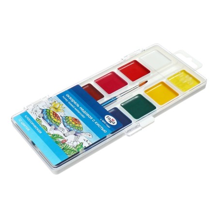 Watercolor 12 colors Gamma "Classic", honey, with a brush, plastic packaging, euro suspension (1009201)-1