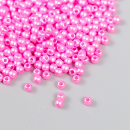 Set of beads "needlework" plastic, diameter 3 mm, 25 g, bright pink
