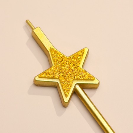 Set of candles for the cake, 4 pcs "Brilling stars", golden-2