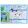 A4 labor folder with a pencil case, on a zipper, textiles, blue tractor