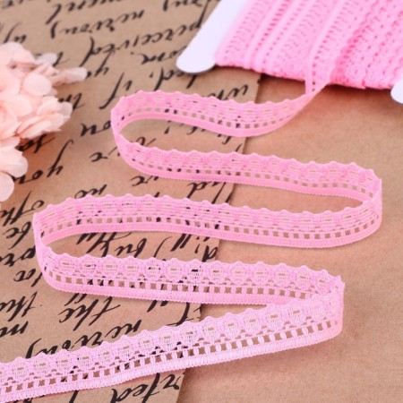 Capricon lace, 12 mm × 10 ± 1 m, pink color