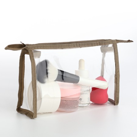 Набор косметичек 2 в 1, 21*6*13 (мал18*1,5*10), отд на молнии, буквы бежевый-1