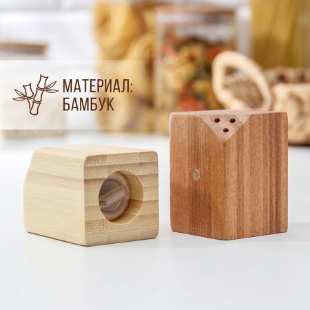Spice set, 10 × 5 × 7 cm, 2 pcs, on magnets, bamboo-1