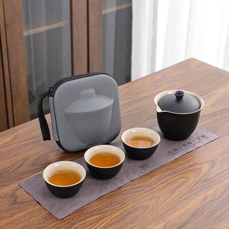 A set for a tea ceremony of 5 items per 3 persons: a cup of 60 ml, a kettle 210 ml