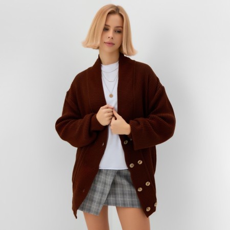 Jumper Female Minaku: Casual Collection Color Chocolate, Rr. 48-5