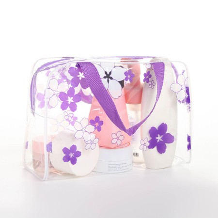 Cosmetic bag with zipper, purple color-4