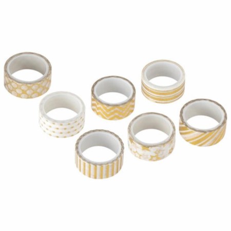 Adhesive Washi durles for decor with foil golden, 15 mm x 3 m (set 7 pcs) rice paper-2