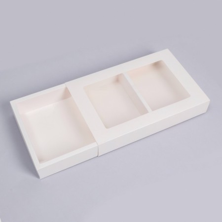 Box fold, pencil case, with a window, white, 30 x 20 x 5 cm-2