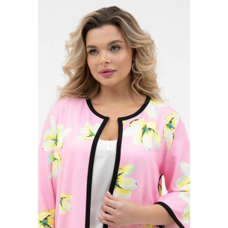 Cardigan female, size 52, white, pink color-8
