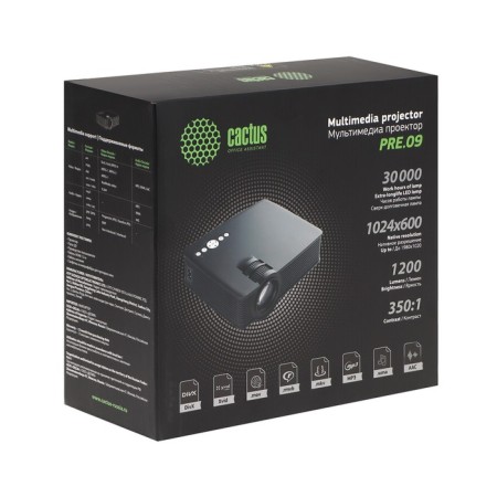 Projector CACTUS CS-pre.09B.WVGA LCD, 1200lm, 1024x600,350: 1, lamp resource: 30,000 hours, USB, HDMI-4