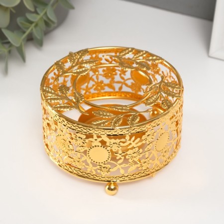 Summary metal per 1 candle "Circle. Wreath of leaves" gold d = 5.5 cm 11x11x5.6 cm-1