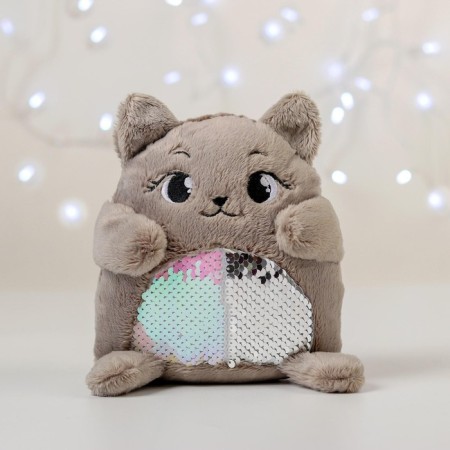 Soft toy "Nick cat", with sequins, 16x8x17 cm-1