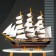 Souvenir ship large "three -masted", sides light tree, white sails, 59 x 10 x 49 cm