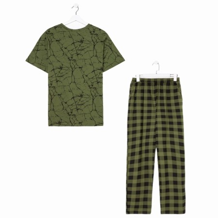 Home costume (T -shirt, trousers) male, green color, size 48-6