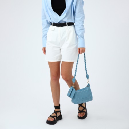 Bag Cross-Bodi with a zipper, blue color-1