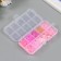 Glass beads 6/0, 12/0 in the box "pink" glass and sequins 12.5x6.5x2 cm
