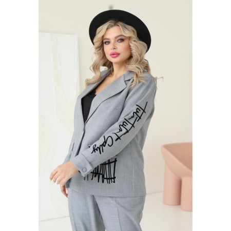 Female costume: jacket, trousers, size 48, gray color-2