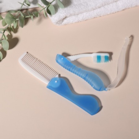 Road set, 2 items: comb, brush, white/blue color-3
