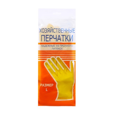 Gloves latex economic size l, 30 g, yellow color-1