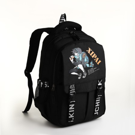 Youth backpack from lightning textiles, 5 pockets, black color-2