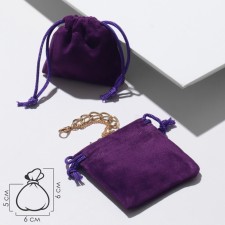 Velvet bag, 6 × 6cm, purple color