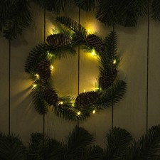 LED figure “Wreath with cones” 20 cm, plastic, batteries CR2032x2 (not in the kit), glow warm white