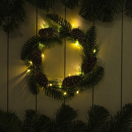 LED figure “Wreath with cones” 20 cm, plastic, batteries CR2032x2 (not in the kit), glow warm white