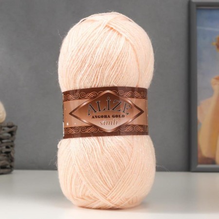 Yarn "Angora Gold Simli" 75% acrylic, 20% wool, 5% metallic 500m/100g (681 bl. Persik)