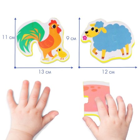 Soft puzzle for kids "Farm animals", 5 puzzles, crumb I-1