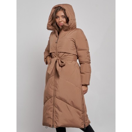 Coat insulated winter female, size 42, brown color-5