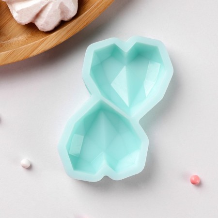 Silicone Mold "Heart - Geometric", 4 × 4 cm, thickness 15 mm, Biryuza color-1