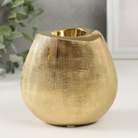 Ceramics candlestick per 1 candle "Gloria" d = 4 cm gold 12.5x8x12 cm-1