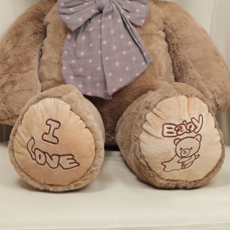 Soft toy "Bear", with a bow in polka dots, 80 cm-3