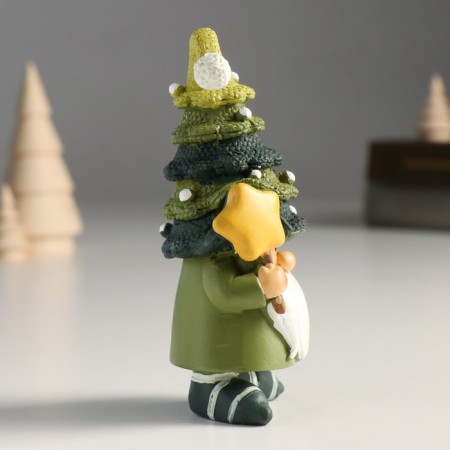 Polystone souvenir "Dwarf in a cap with a flashlight/star" Green mix 6.5x5x12.5 cm-2