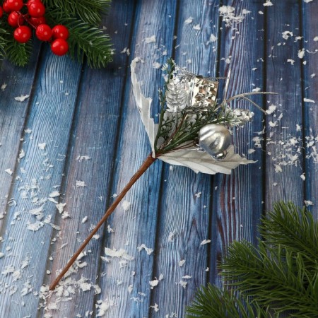 Decor "Winter admiration" berries Gift of cones, 20 cm, silver-1