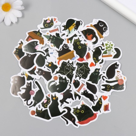 Stickers for creativity "Mr. Black Cat" set 46 pcs 6.4x4.4x1.1 cm