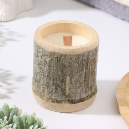 Aromatic candle in the bamboo "Kunulun", soy wax, 25 hours, 150 g, 8.5x8 cm-1