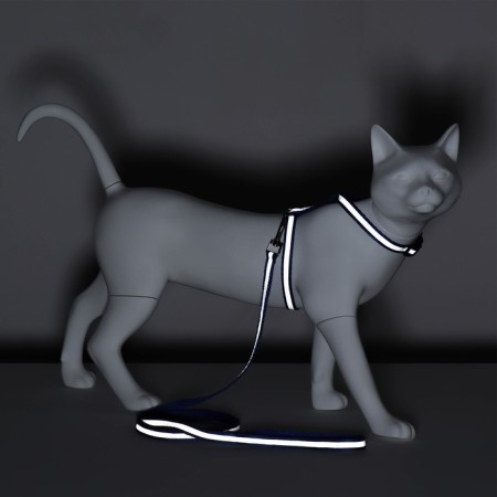 The kit for cats is reflective, width 1 cm, harness 21-35 cm, leash 120 cm, blue-7