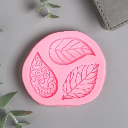 Mold Silicon "Leaflets with patterns" 3 objects 0.8x7.6x7.2 cm
