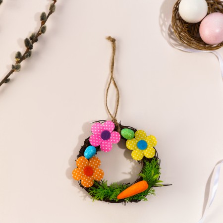 Wreath Suspension on Easter with flowers, 12 cm-2