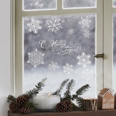 Snowflake windows, reusable, 50 x 70 cm, new year-1