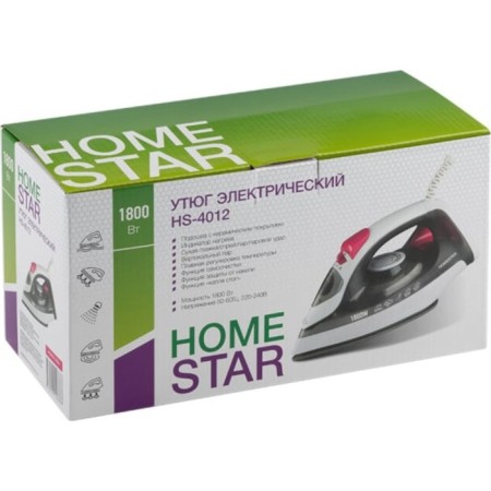 Iron Homestar HS-4012, 1800 watts, Teflon sole, 190 ml, white-gray-3