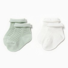 Set of socks of crumb I am Basic Line, 2 pairs, 12-24 months, green/beige