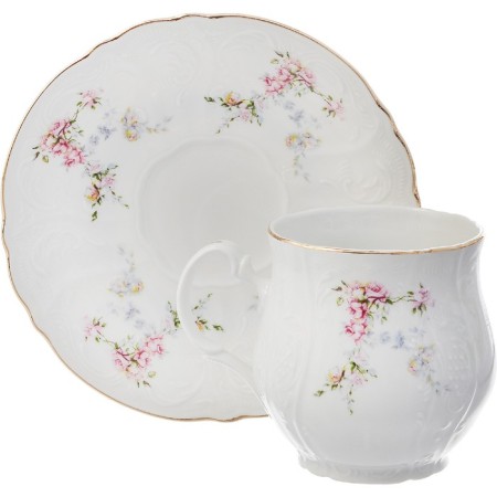 A cup for tea 310 mls with a saucer of 160 mm Bernadotte, decor "Wild rose, gold layer"