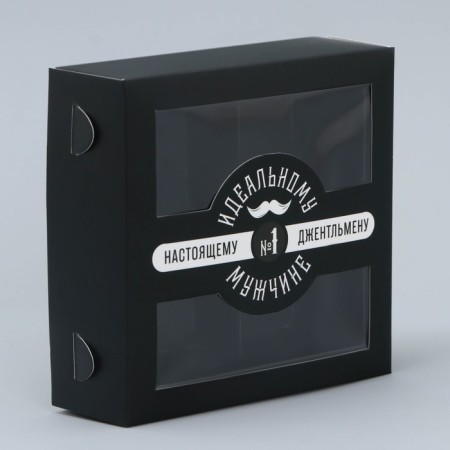 Box for sweets, confectionery packaging, 4 cells, “real man”, 10.5 x 10.5 x 3.5 cm-1