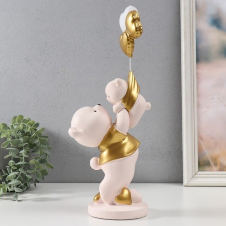 Souvenir Polystone "Bear holds a teddy bear with balls" 10x13x36 cm-2