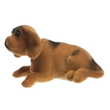 Dog on a car panel shocking his head, small, beige-brown color-1