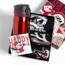 New Year. New Year's gift set of thermos and socks 3 pairs KAFTAN BAD Santa, size 41-44 (27-29 cm)